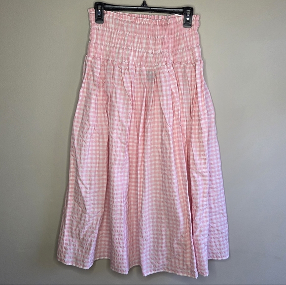 Elizabeth Wilson Pink Gingham Maxi Skirt & Crop Top Set Size XS Country Summer - Picture 9 of 10